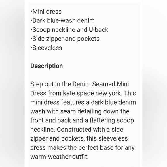 Kate Spade Denim Mini Dress - Picture 5 of 5